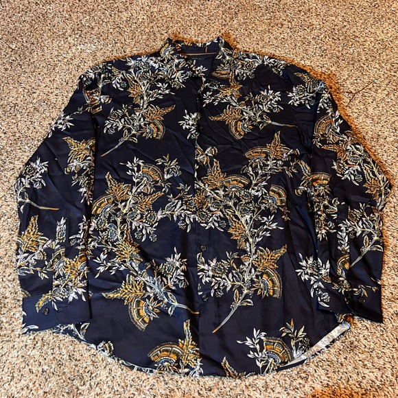 Perry Ellis Floral Print Button Up Shirt Long Sleeve Patterned Mens Large‎ - Picture 1 of 7